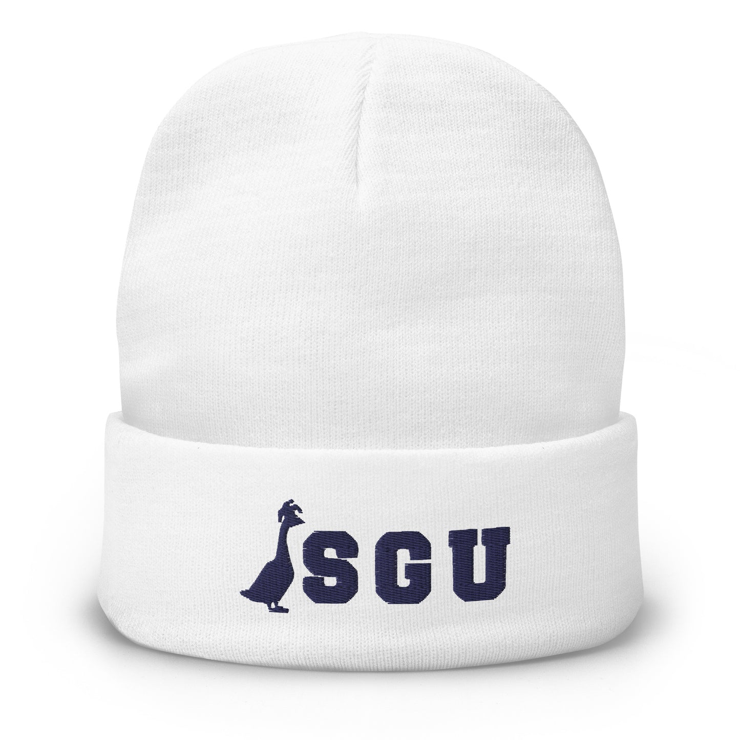 SGU Embroidered Beanie - White/Navy