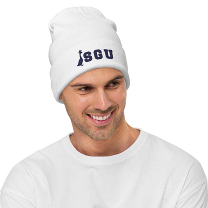 SGU Embroidered Beanie - White/Navy