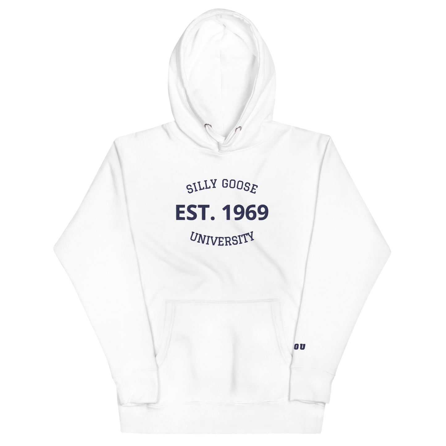 SGU Est. 1969 | Premium Unisex Hoodie - White/ Navy - Embroidered