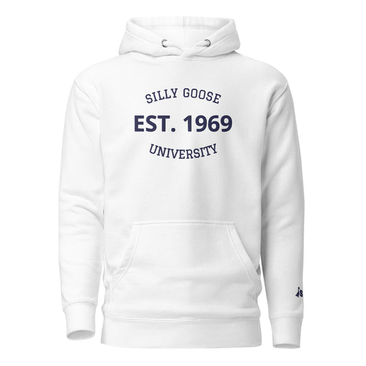SGU Est. 1969 | Premium Unisex Hoodie - White/ Navy - Embroidered