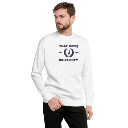 SGU Collegiate Seal | Premium Unisex Crewneck - White/ Navy - Embroidered