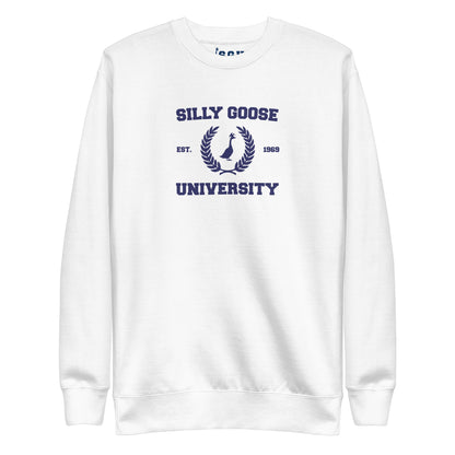 SGU Collegiate Seal | Premium Unisex Crewneck - White/ Navy - Screen Print