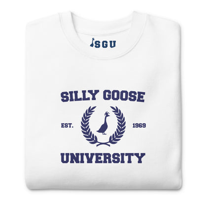 SGU Collegiate Seal | Premium Unisex Crewneck - White/ Navy - Screen Print