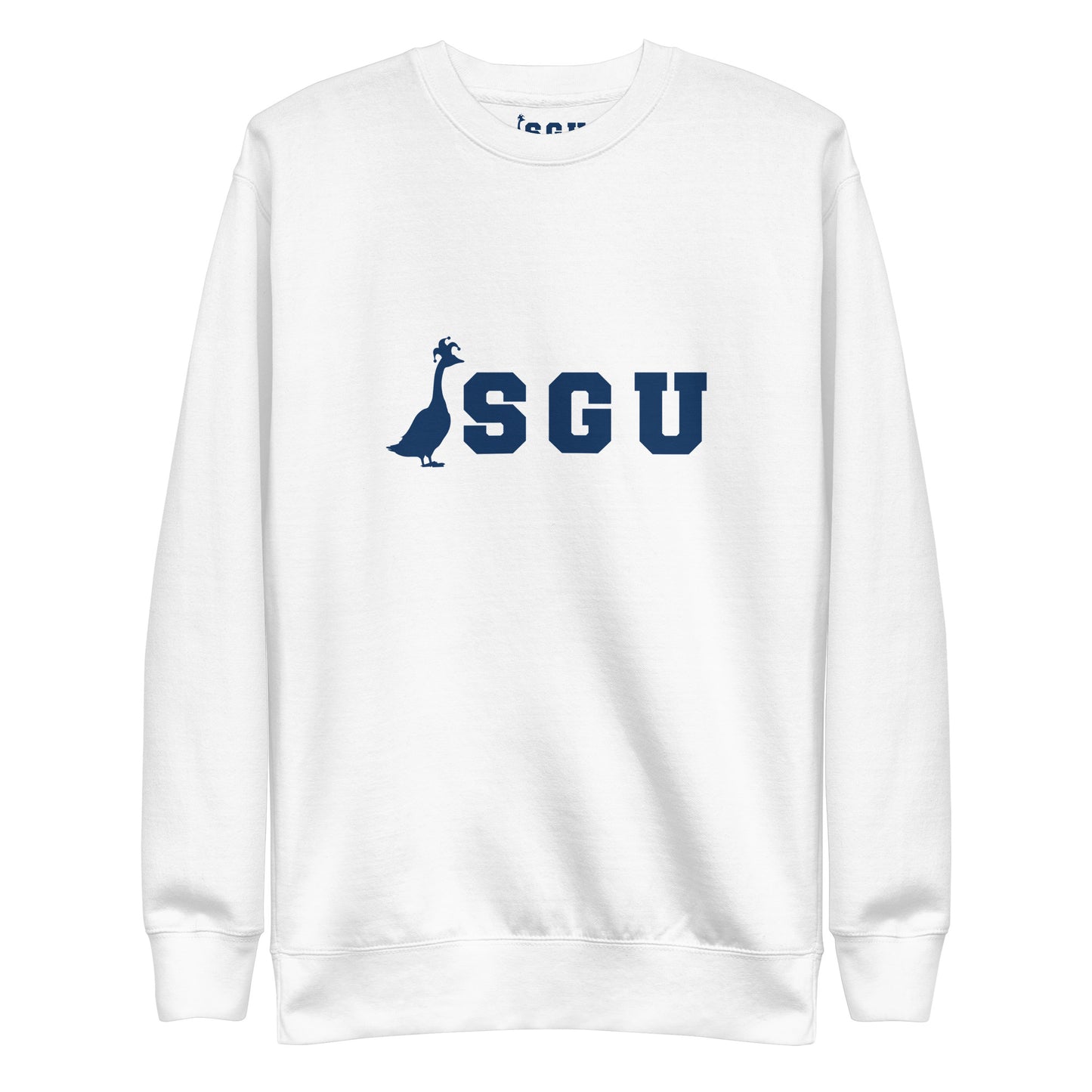 SGU | Premium Unisex Crewneck - White/ Navy - Screen Print