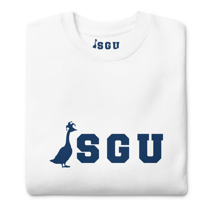 SGU | Premium Unisex Crewneck - White/ Navy - Screen Print