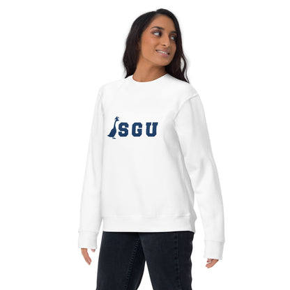 SGU | Premium Unisex Crewneck - White/ Navy - Screen Print