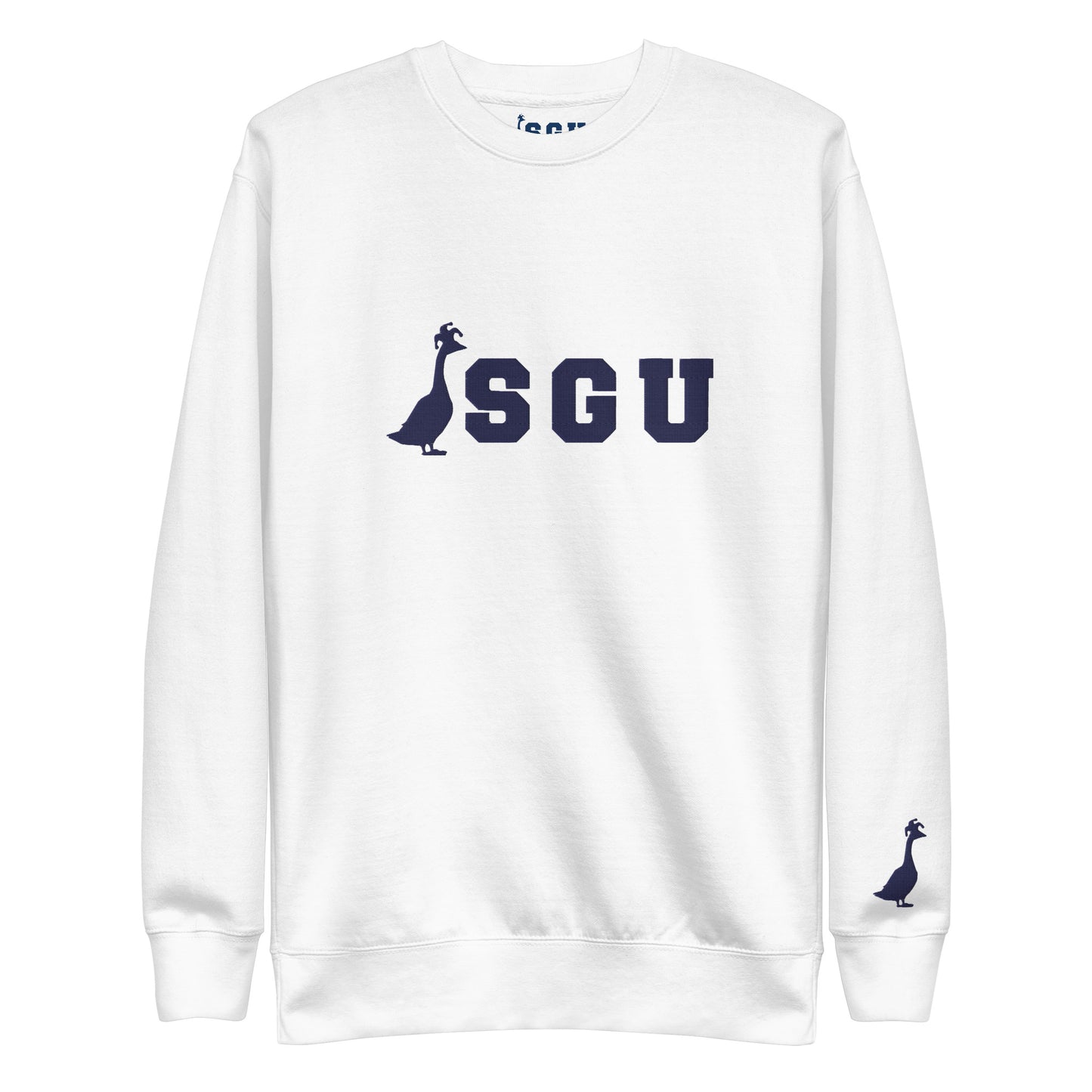 SGU | Premium Unisex Crewneck - White/ Navy - Embroidered