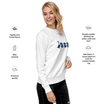 SGU | Premium Unisex Crewneck - White/ Navy - Screen Print