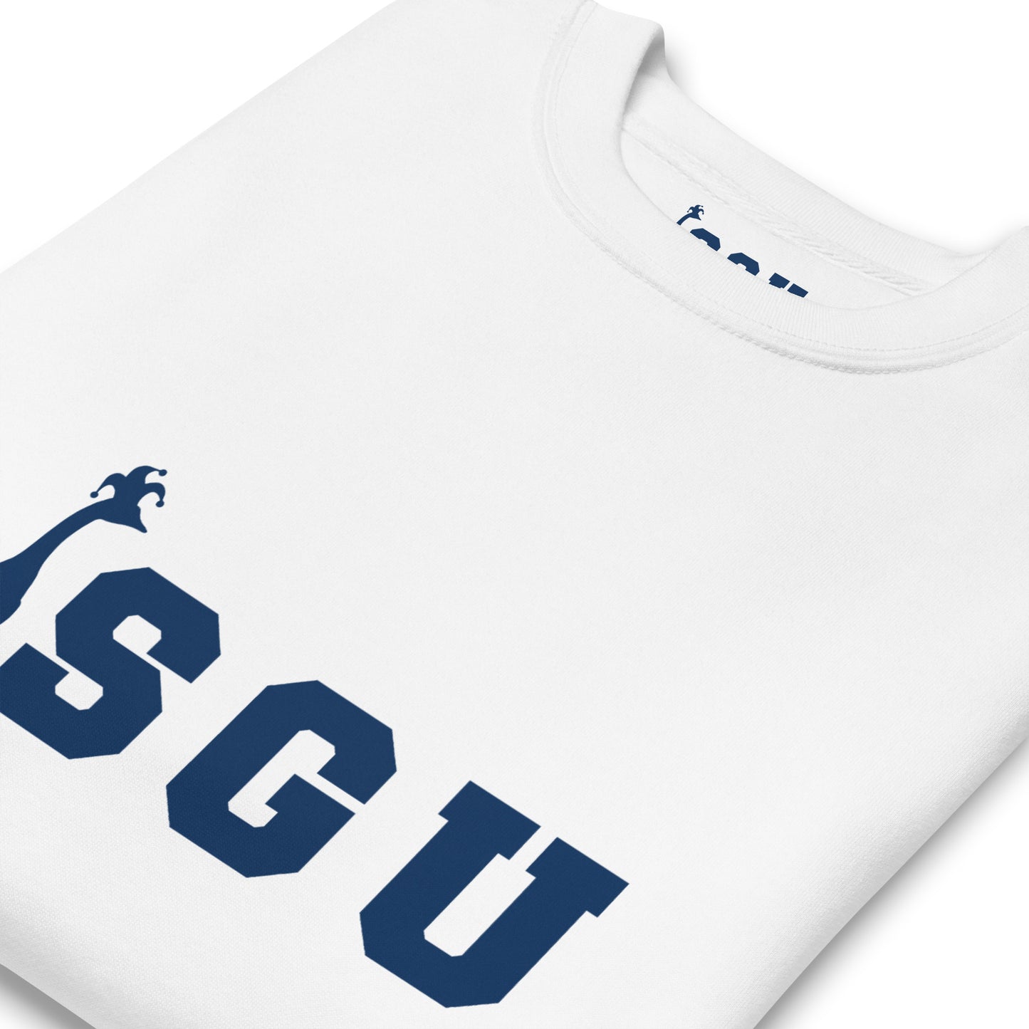 SGU | Premium Unisex Crewneck - White/ Navy - Screen Print