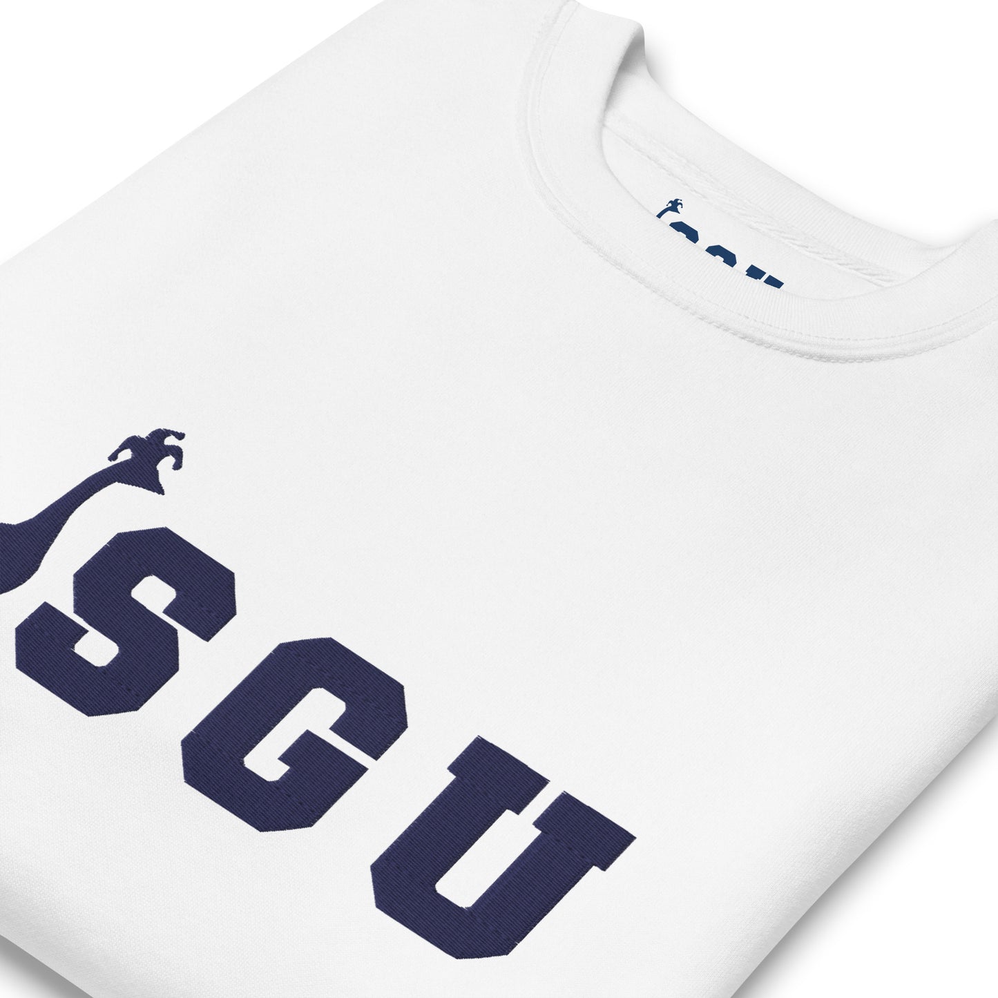 SGU | Premium Unisex Crewneck - White/ Navy - Embroidered